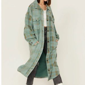 Free People Plaid Long Ruby Jacket